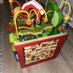 Activity Cube With Farm Theme - Educational Wooden Toys