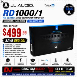 JL Audio Mono Subwoofer Amplifier 1000 Watts 2000 Watts Max RD1000/1 🚨 Payment Options Available 🚨 No Credit Needed 🚨
