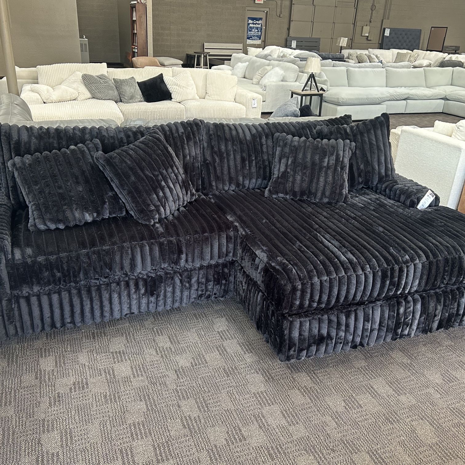 Big Soft Black Sectional Couch