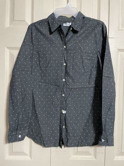 Women’s Old Navy Gray Polka Dot Long Sleeve Shirt Size Small 
