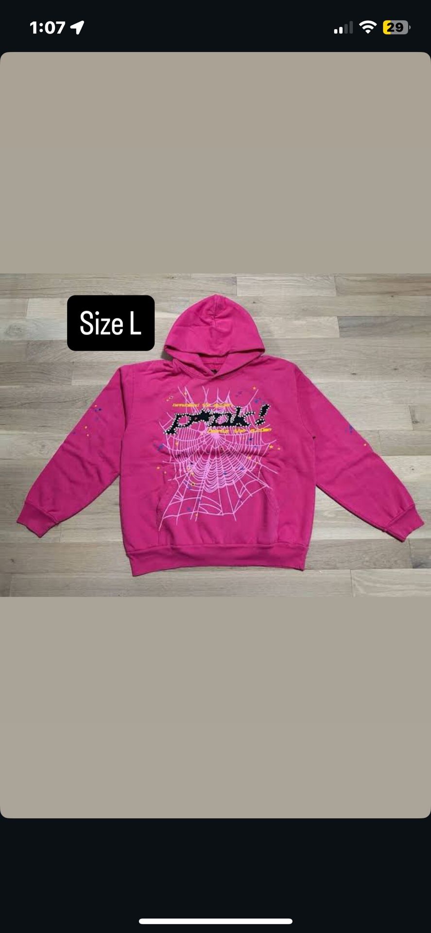 Pink Punk Spider Hoodie Size l