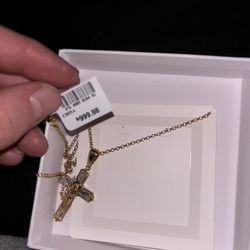 24k Gold Plate Genuine Diamond Necklace And Pendant