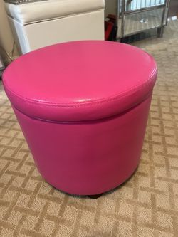 Hot Pink Round Storage Ottoman