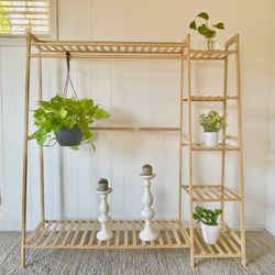Bamworld Large Plant Shelf Indoor Bamboo Hanging Plant Stand Tall Flower Stand Ladder Plant Holder Plant Display Rack for Garden Balcony Home Decor Li