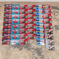 Mixed Lot of 48 Blank Cassette Tapes Maxel, Memorex, TDK, 60, 90 & 110 Minutes
