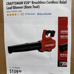 Craftsman V20* Brushless Cordless Axial Leaf Blower (SKU# CMCBL720B).