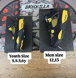 Jordan 4 Retro “Thunder” Size 5,5.5,6,12,13