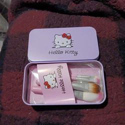 $10 New! Purple Hello Kitty Meatal With Make Up Brushes