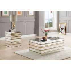 Mirrored Glass Coffee Table + End Table