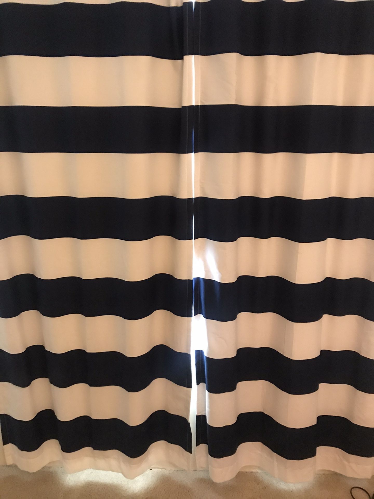 Navy White Nautical Striped Curtains