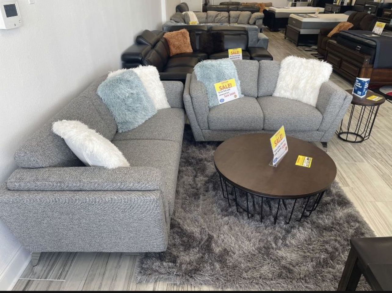 COMFY NEW QUITO GRAY FABRIC SOFA AND LOVESEAT SET ON SALE ONLY $699. IN STOCK SAME DAY DELIVERY 🚚 FINANCING AVAILABLE