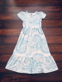 Little Girls Clothes Light Blue Tie Dye Maxi Dress Size 10/12