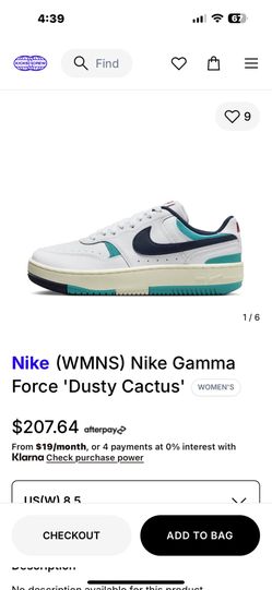 Nike (WMNS) Nike Gamma Force 'Dusty Cactus' size 11 women and a nine in men