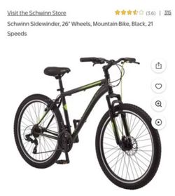 Schwinn Sidewinder 26" Wheels Mountain Bike Black 21 Speeds