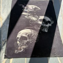 4X6 Black Skull Rug