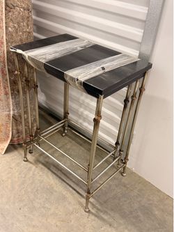 Modern Stone Nesting Tables – Set of 3 | Natural Stone & Iron