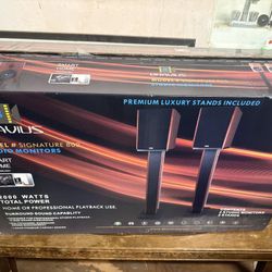 New Bravus Signature 800 Bluetooth Speaker System w/ Stands – Complete