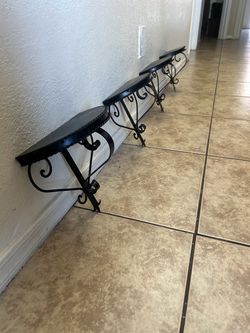 Black Wrought Iron Wall Shelves Set of 3