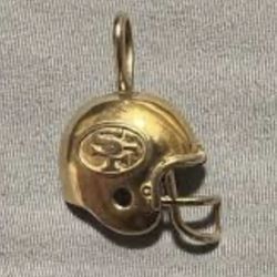 San Francisco 49ers helmet charm, 14k gold Pendant,