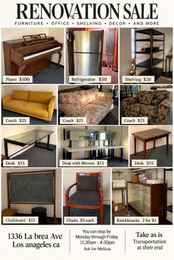 Renovation Sale – Furniture, Appliances & More