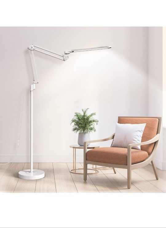LED Floor Lamp, 12W Adjustable Gooseneck Standing Lamp with 5 Color Temperatures, Bright Eye-Caring Reading Light for Bedroom & Office(Black)