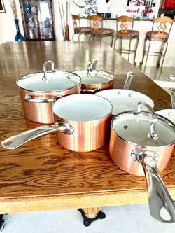 9 piece  copper color pots,and pans