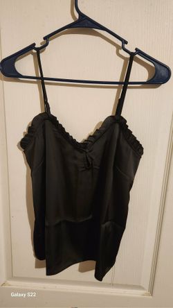 NWT PARKER SIZE XSMALL Black Satin Ruffle Cami Top