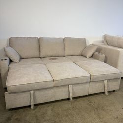NEW Sofa Bed Sleeper Chaise Couch With Pull Out Bed Mechanism — FREE Delivery