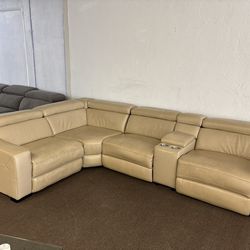 Jerome’s Leather Power Reclining Sectional – Premium Comfort w/ Cup Holders