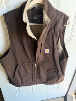 Carhartt Sherpa-Lined Duck Vest Brown | Size Large (L)