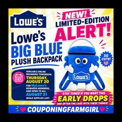 Lowes Big Blue  Plush Backpack