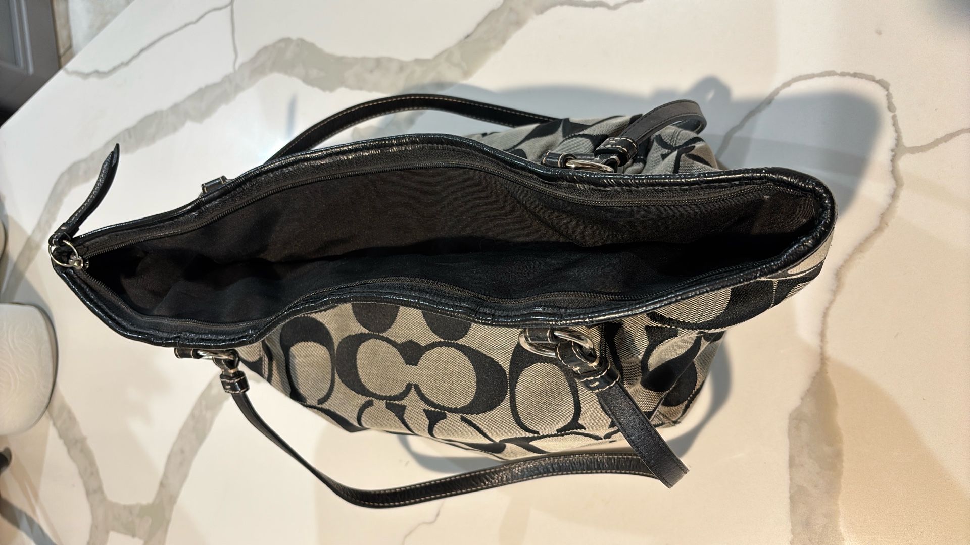 Coach Y2K signature canvas tote bag black and grey