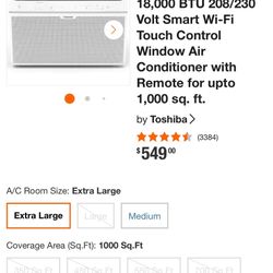 Toshiba 18,000 BTU ac unit