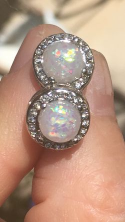 Beautiful new silver, opal and cubic zirconia earrings.