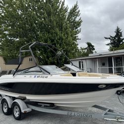   2008 Regal 2000 bowrider with  a fold-down  Sports wakeboard tower, and a stereo. It's a great boat for family and friends, as it has a 9-person cap