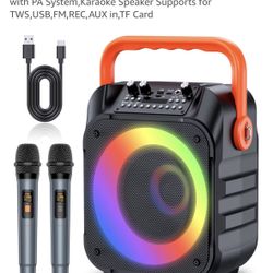 Karaoke Machine with 2 Wireless Microphones,Portable Karaoke Machine for Adults & Kids,Karaoke Microphone with PA System,Karaoke Speaker Supports for 