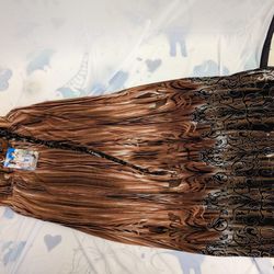 Brown And Black Silky Maxi Dress