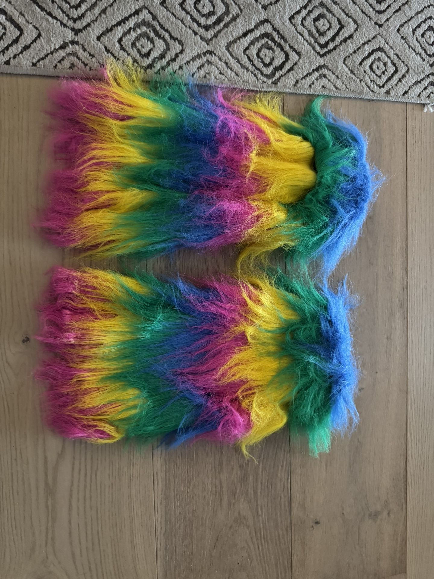 Fuzzy Rainbow Leg Warmers