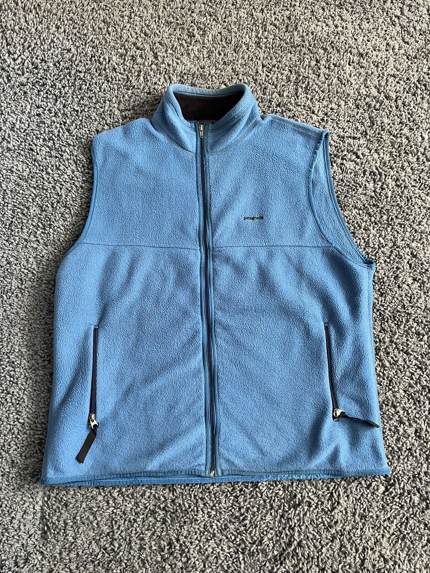 Vintage 90s Patagonia Synchilla Blue Fleece Full Zip Vest Mens XL USA Made Vtg