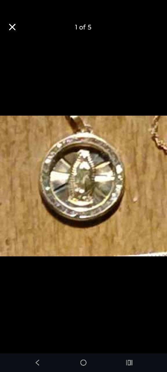 Our Lady Of Guadalupe 'Virgen de Guadalupe' W Cubic Zirconia Border Pendant/ Charm