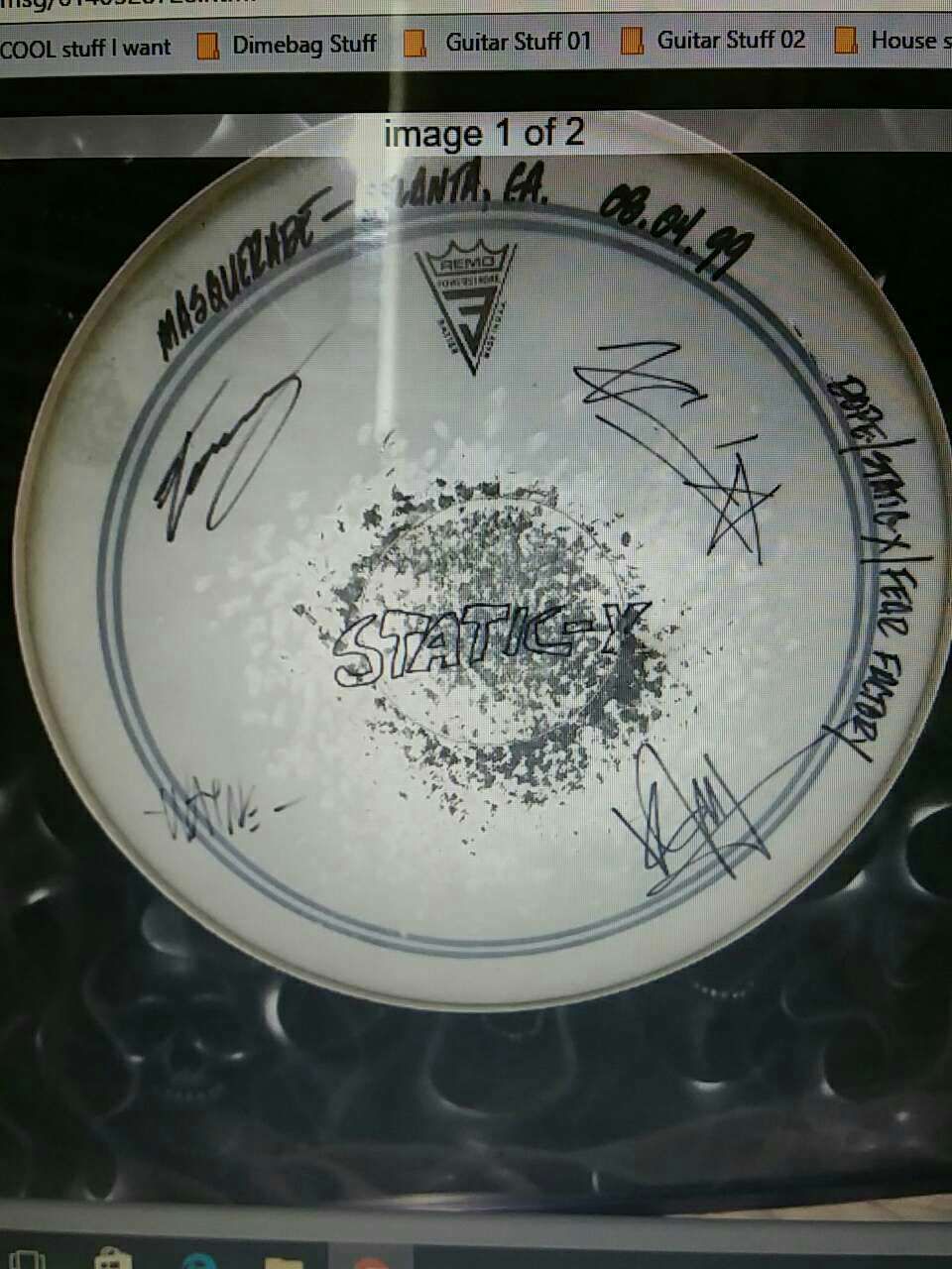 Static X concert played drum head