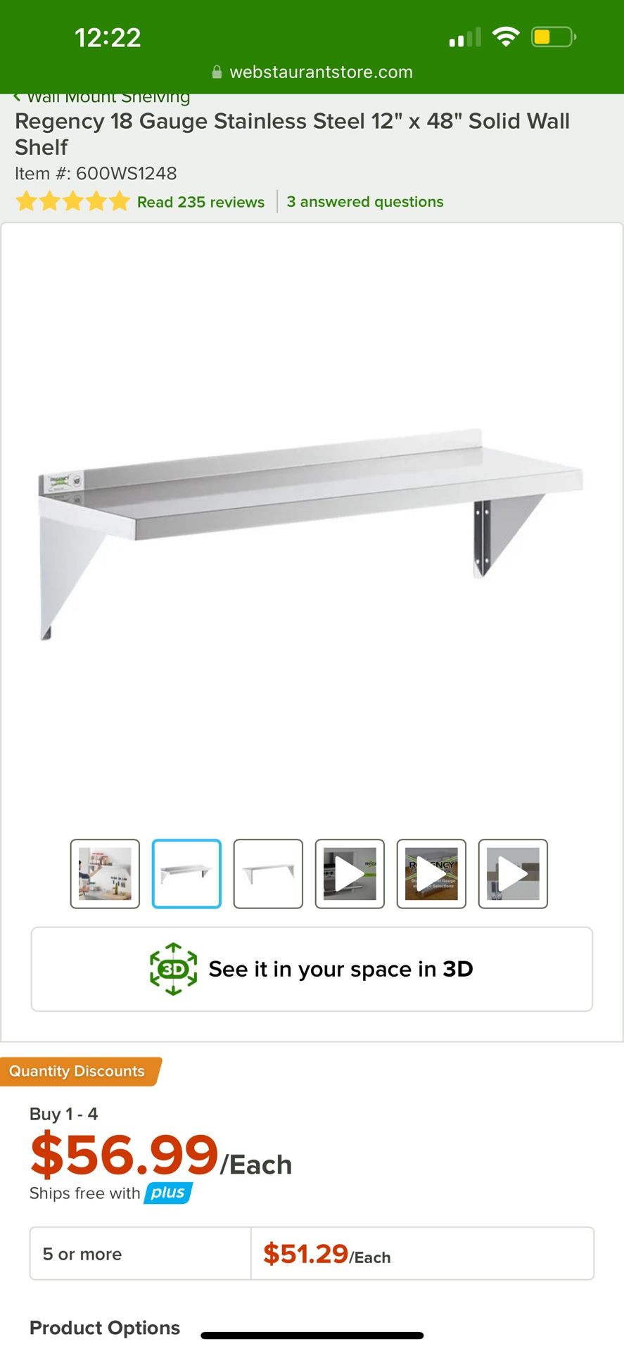 Wall Shelf Restaurant Grade