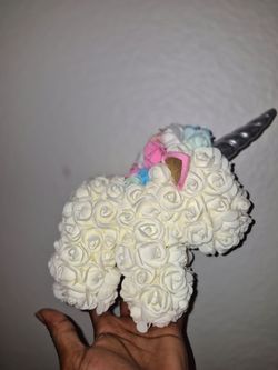 Foam Rose Unicorn Figurine