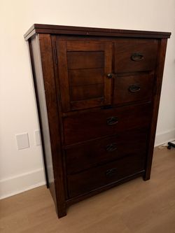 Dark Wood Chest/Armoire with Drawers and Cabinet