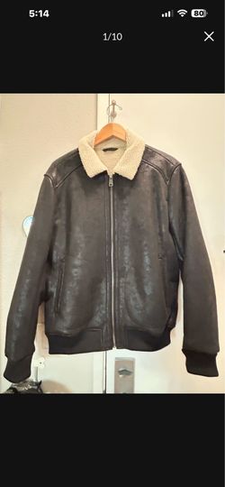 Lucky Brand Faux Shearling Collar Bomber Jacket