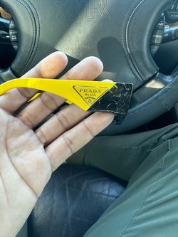 Prada Rectangular Sunglasses Black Marble Yellow