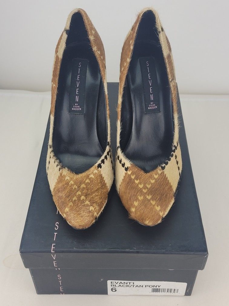 Steve Madden EVANTI Genuine Leather Argyle High Heel Women's Shoes Size 6