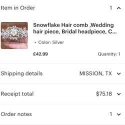Wedding Or Formal Snowflake Hair Piece 