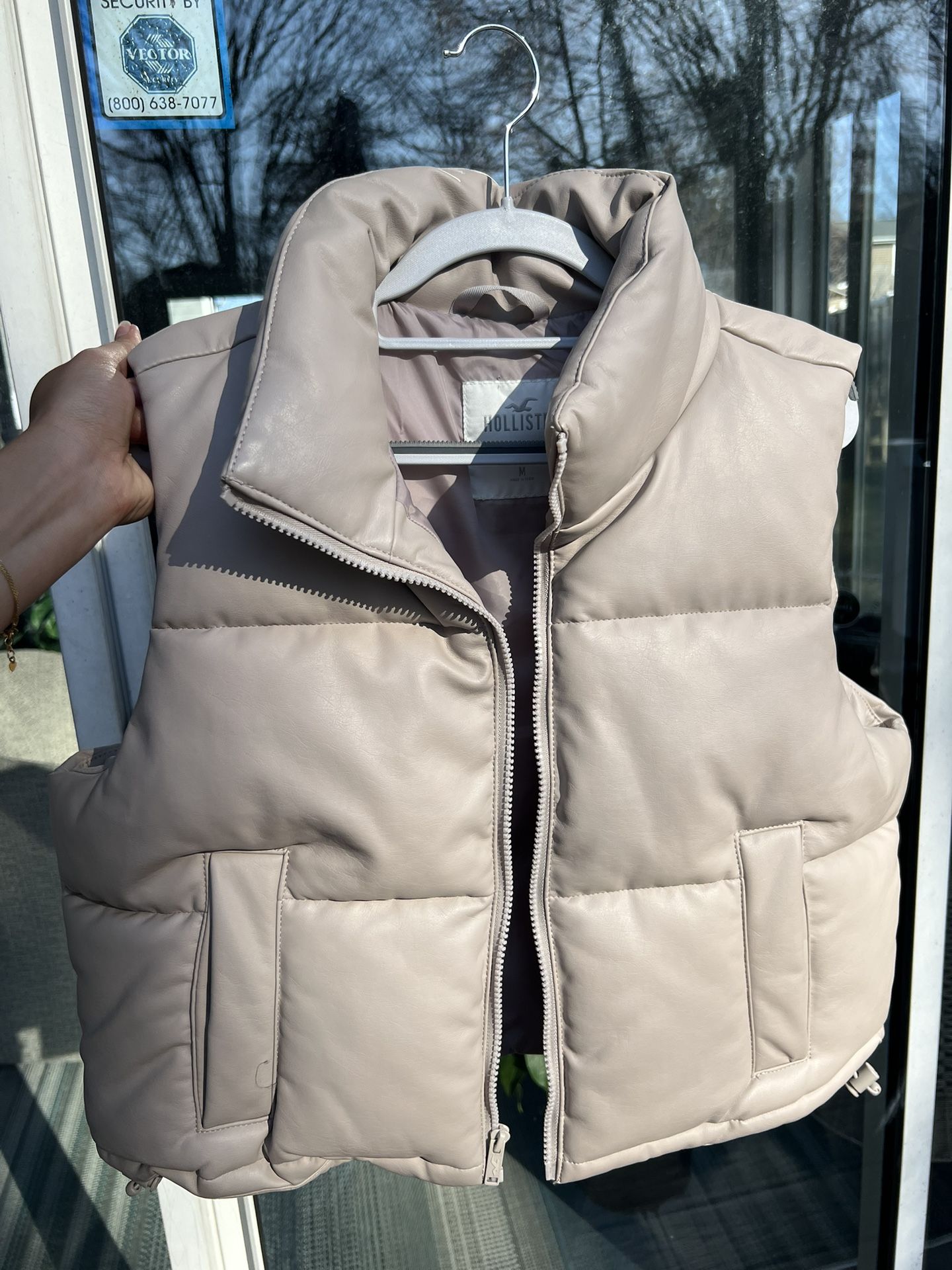 Hollister Faux Leather Puffy Vest