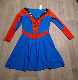 Girls Spider-Man Costume Dress with Mask - Size Medium (8-10)